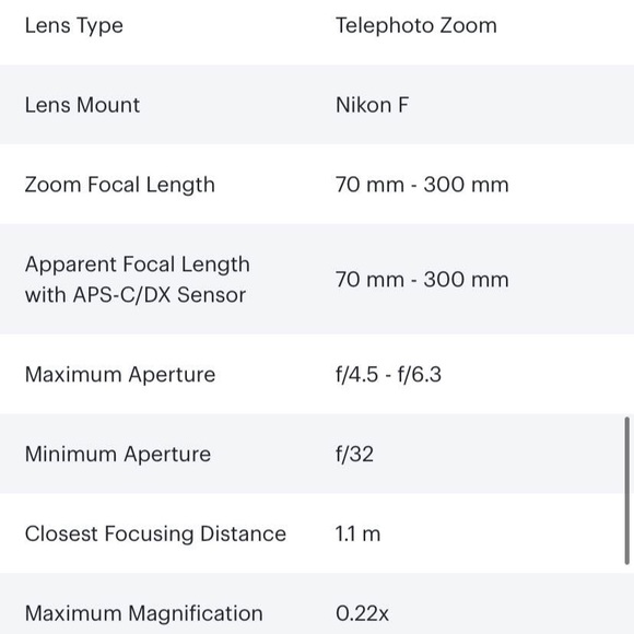 Nikon Nikkor 70-300mm f/4.5-6.3 ED AF-P DX Lens - Picture 3 of 6